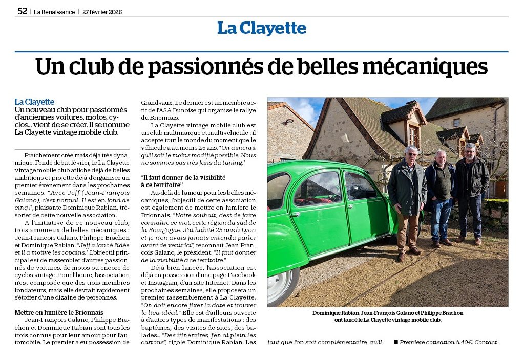 Presse : La Renaissance 27 février 2026